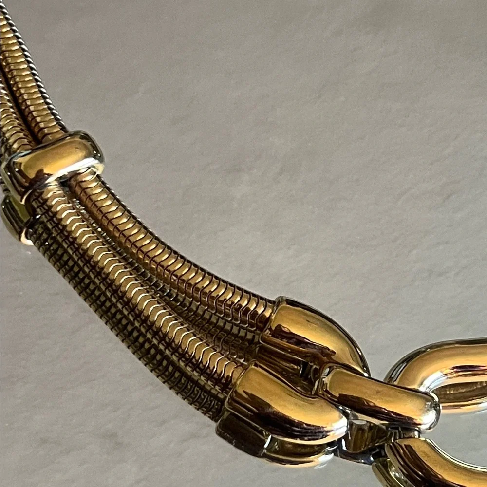 Vintage Monet Bold Link Gold Double Snake Chain Necklace 1960’s-1970’s - Picture 10 of 12